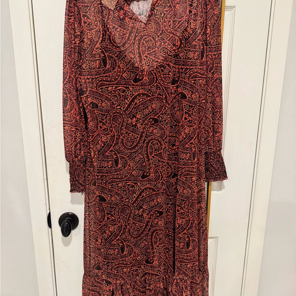 FARM Rio Red and Black Paisley Maxi Dress